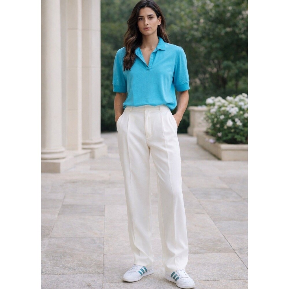 VTG 80s Philippe Marques Turquoise Polo Blouse Size S